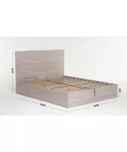 Letto matrimoniale 'hi box' olmo naturale con rete e contenitore, 160x190 cm